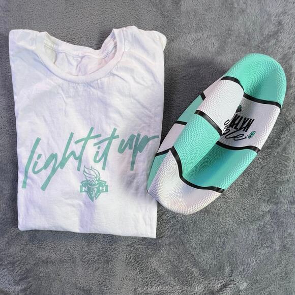 NY Liberty Fan Pack Brooklyn Dribble Ball & Light It Up Tee WNBA Bundle - Picture 2 of 11